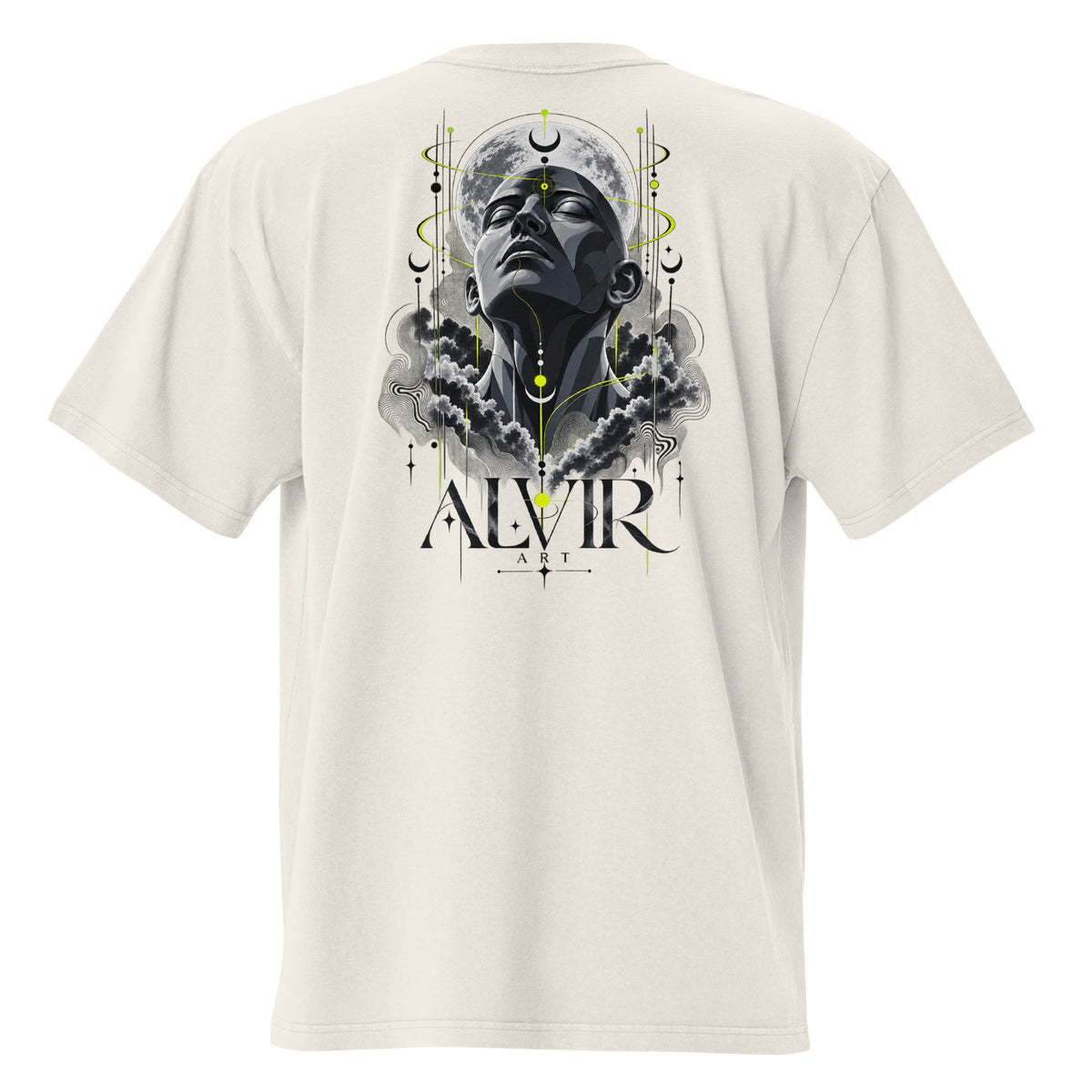 Alvir Art oversized faded tee in Faded Bone, back view