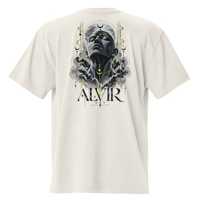 Alvir Art oversized faded tee in Faded Bone, back view