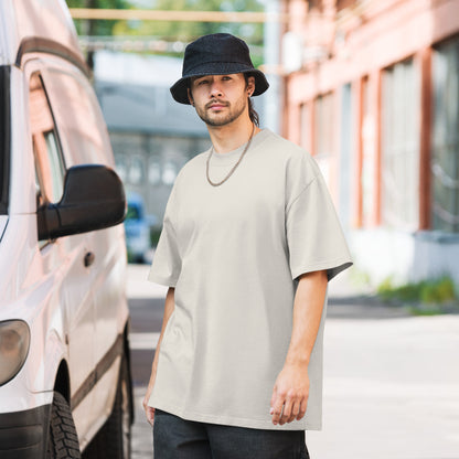Alvir Art oversized faded tee in Faded Bone, front view