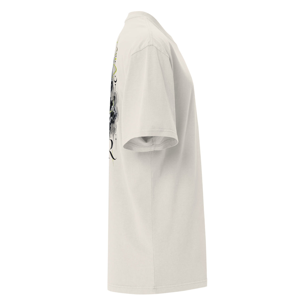 Alvir Art oversized faded tee in Faded Bone, right side