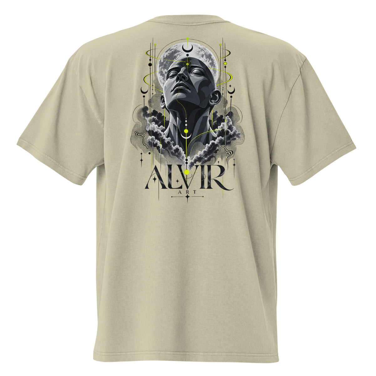 Alvir Art oversized faded tee in Faded Eucalyptus, back view