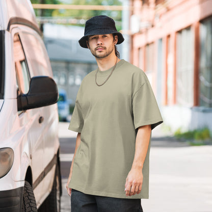 Alvir Art oversized faded tee in Faded Eucalyptus, front view