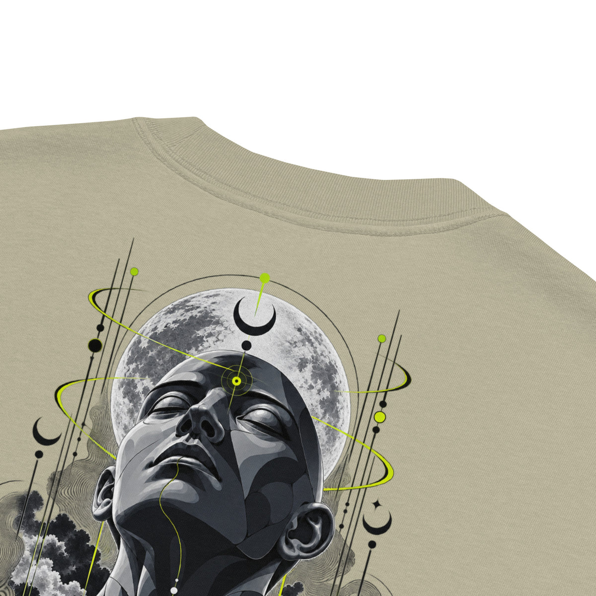 Alvir Art oversized faded tee in Faded Eucalyptus, fabric and print detail
