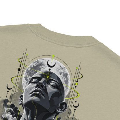 Alvir Art oversized faded tee in Faded Eucalyptus, fabric and print detail