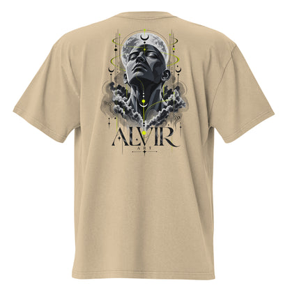 Alvir Art oversized faded tee in Faded Khaki, back view