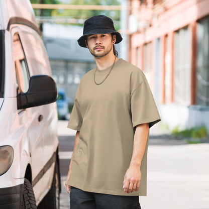 Alvir Art oversized faded tee in Faded Khaki, front view