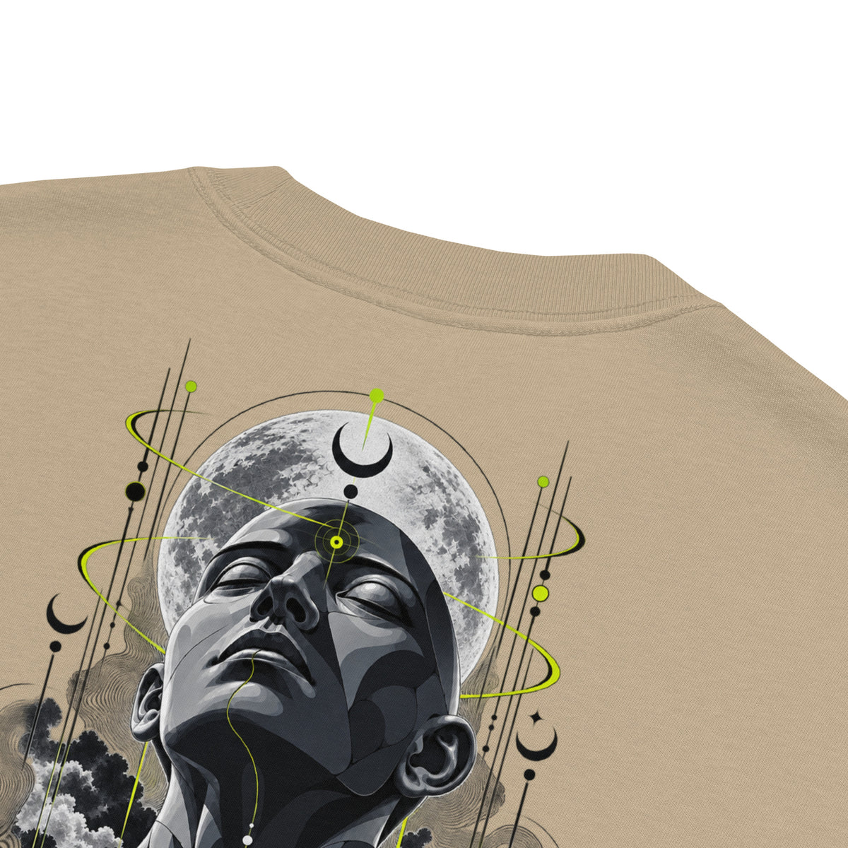 Alvir Art oversized faded tee in Faded Khaki, fabric and print detail